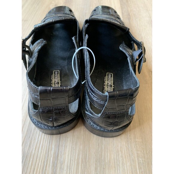 Stacy Adams Mens Black Crocodile Print Leather Sandals Shoes Sz 12m Fisherman